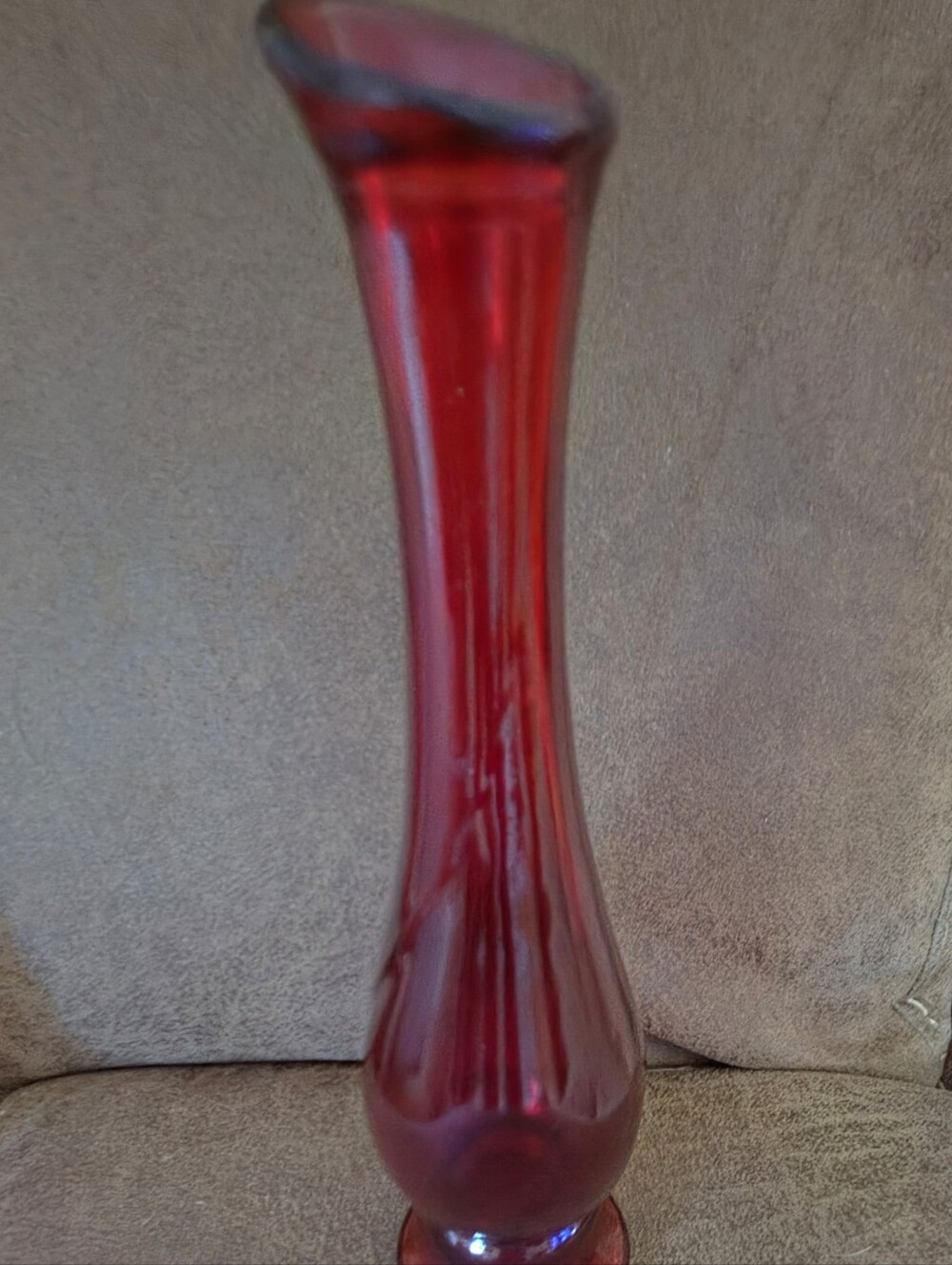 Vintage Avon Ruby Red Glass Bud Vase 7.5" Tall Floral Stem Vase